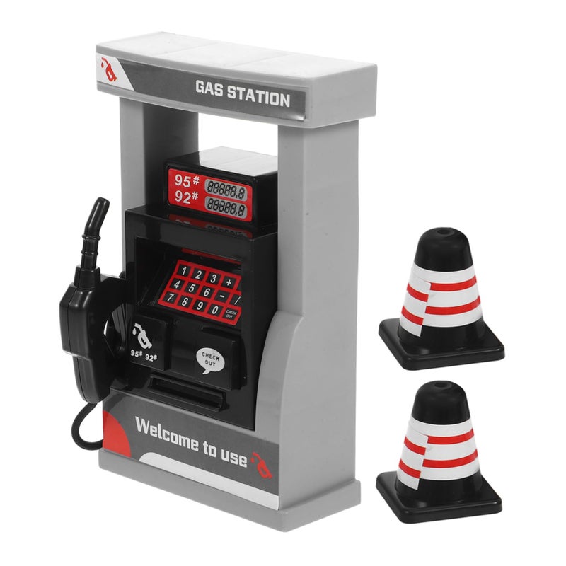 Mini Gas Station Model Toy Realistic Design Road Cone Safe Material For Kids - Image 2
