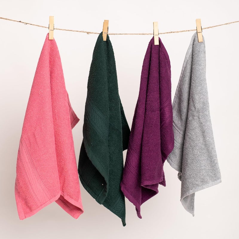 Furnofy 450 GSM Hand Towel Set of 4 Soft Absorbent Quick Dry Towel for Gym Home Kitchen Pool Travel 40x60 cm Pink Magenta Grey Olive - Image 2