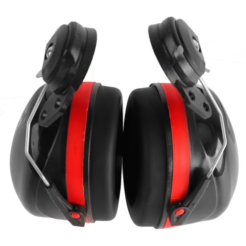 2Pcs Hard Hat Attachment Earmuff Noise Reduction Angle Adjustable Telescopic Helmet Earmuff Red Black - Image 4