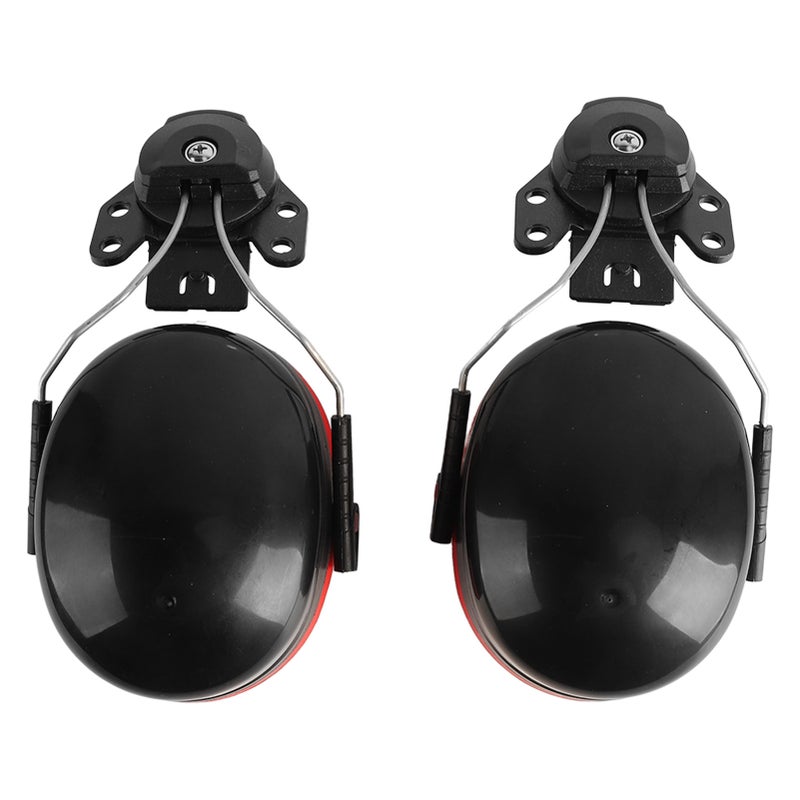 2Pcs Hard Hat Attachment Earmuff Noise Reduction Angle Adjustable Telescopic Helmet Earmuff Red Black - Image 5