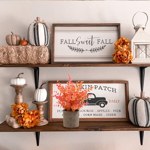 Coferset 2 Pack Fall Small Fake Plants Eucalyptus Potted Artificial Plants Fall Decorations for Home Shelf Office Bathroom Desk Farmhouse Room Coffee Table Decor Fall Decor (Fall Orange) - Image 2