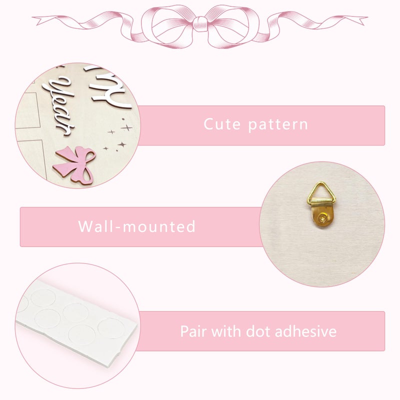 Aukolass Bow One Year of Photo Board, My First Year Photo Photo Board 12 Monthly Milestones Picture Frame for Baby Girl 1st Birthday Decorations (pink) (2" x 3") - Image 3