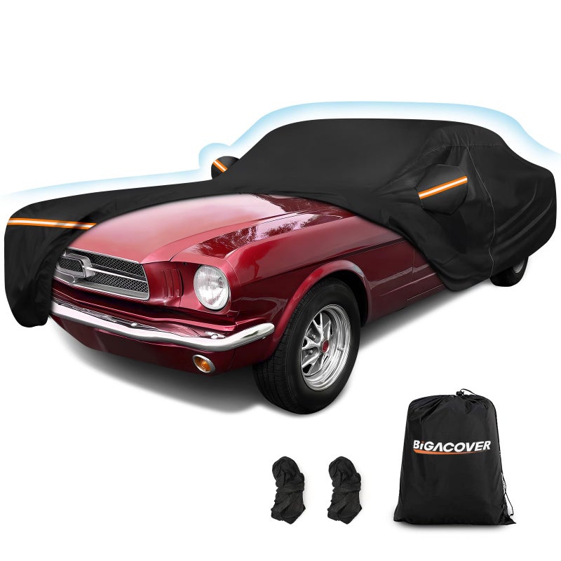Car Cover for Ford Mustang 19641968 Waterproof 210D Oxford Cloth and Cotton Cover Outdoor Full Car Covers with Zipper Windproof Heavy Duty All Weather with Wind Sun UV and Dust Protectio
