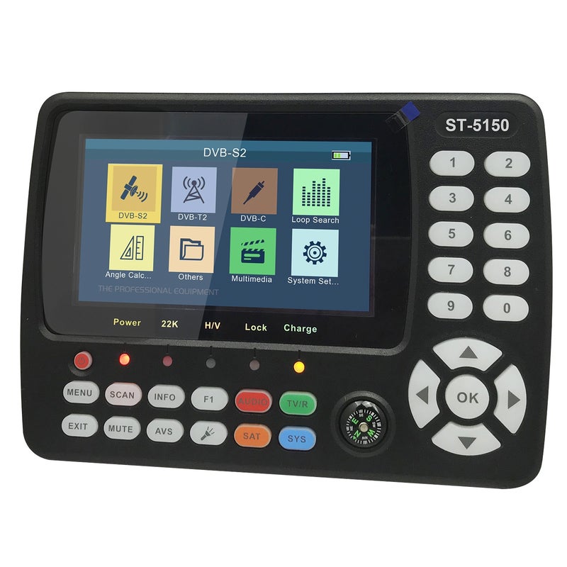 ST-5150 DVB-S2/T2/C COMBO HD Satellite TV Signal Finder Digital Handheld Signal Meter Satellite Finder H.265 HEVC MPEG-4 4.3 Inch TFT LCD UK Plug - Image 4