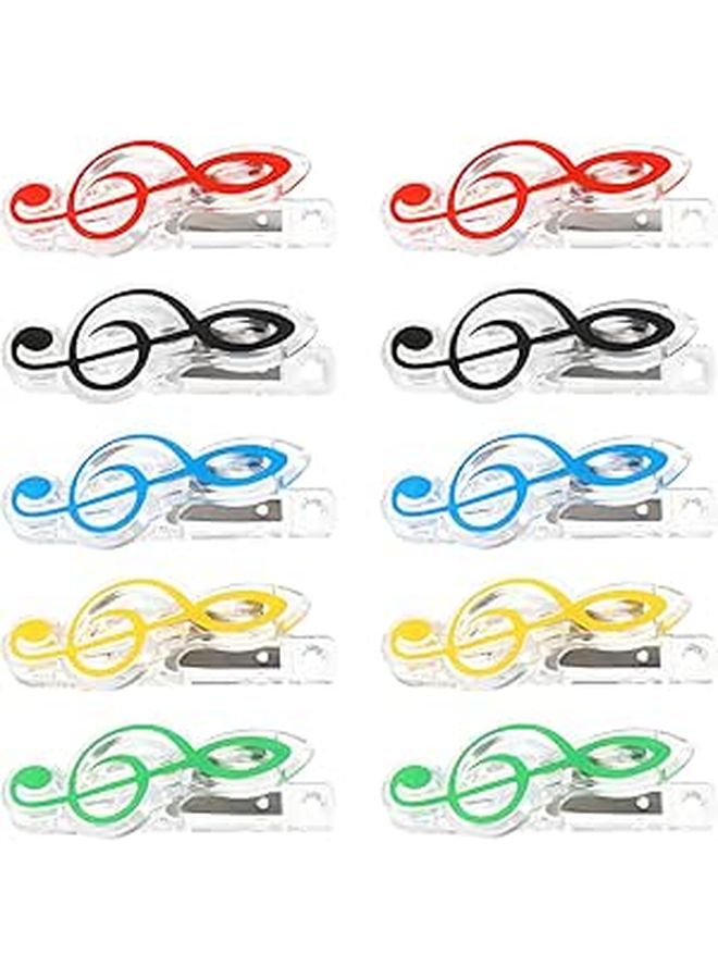 10 Pcs Plastic Music Page Clips Treble Clef Memo Holders Random Colors for Office Music Stand - Image 1