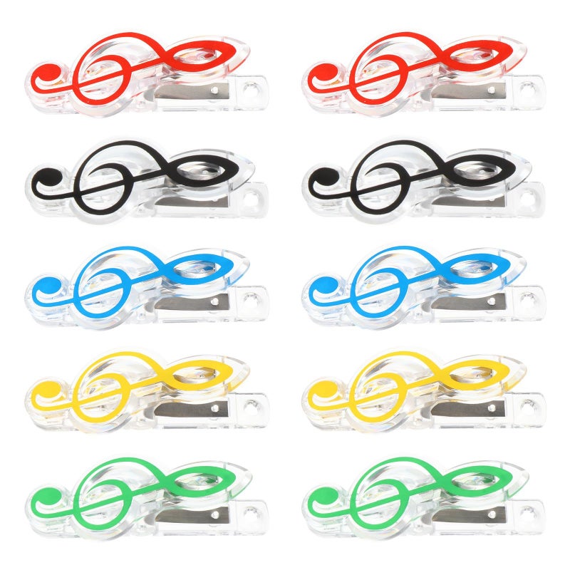 10 Pcs Plastic Music Page Clips Treble Clef Memo Holders Random Colors for Office Music Stand - Image 2