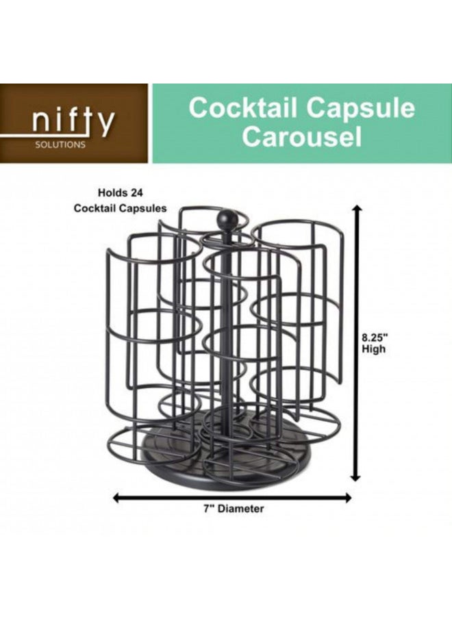 Nifty Solutions - Nifty Solutions Compatible with Bartesian Cocktail Holds up to 24 Capsule Pods, Spins 360-Degrees, Medium (Pack of 1), Black - Image 1