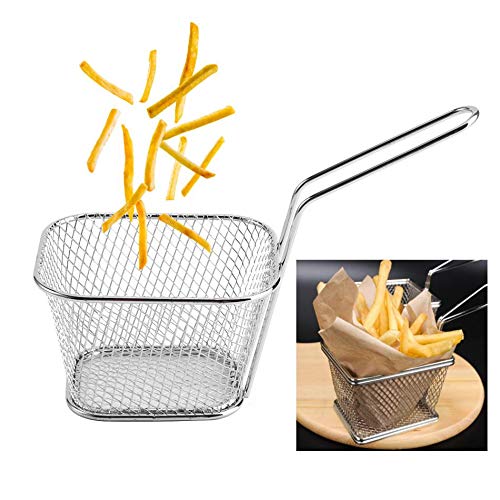 Khandhar Stainless Steel Frying Basket Potatoes Chips French Fries Mini Fry Square Basket Strainer Fryer Serving Kitchen Tools - Image 3
