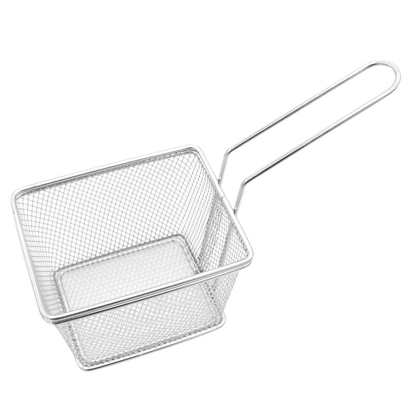 Khandhar Stainless Steel Frying Basket Potatoes Chips French Fries Mini Fry Square Basket Strainer Fryer Serving Kitchen Tools - Image 2