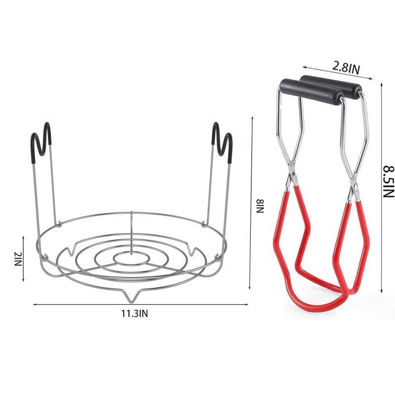Cedilis 4 Pieces Canning Kit, 1PC Canning Rack+ 1PC Canning Jar Lifter Tong+ 2PC Canning Funnels, Stainless Steel Canning Supplies Canning Rack and Canning Tong for Mason Jars - Image 3