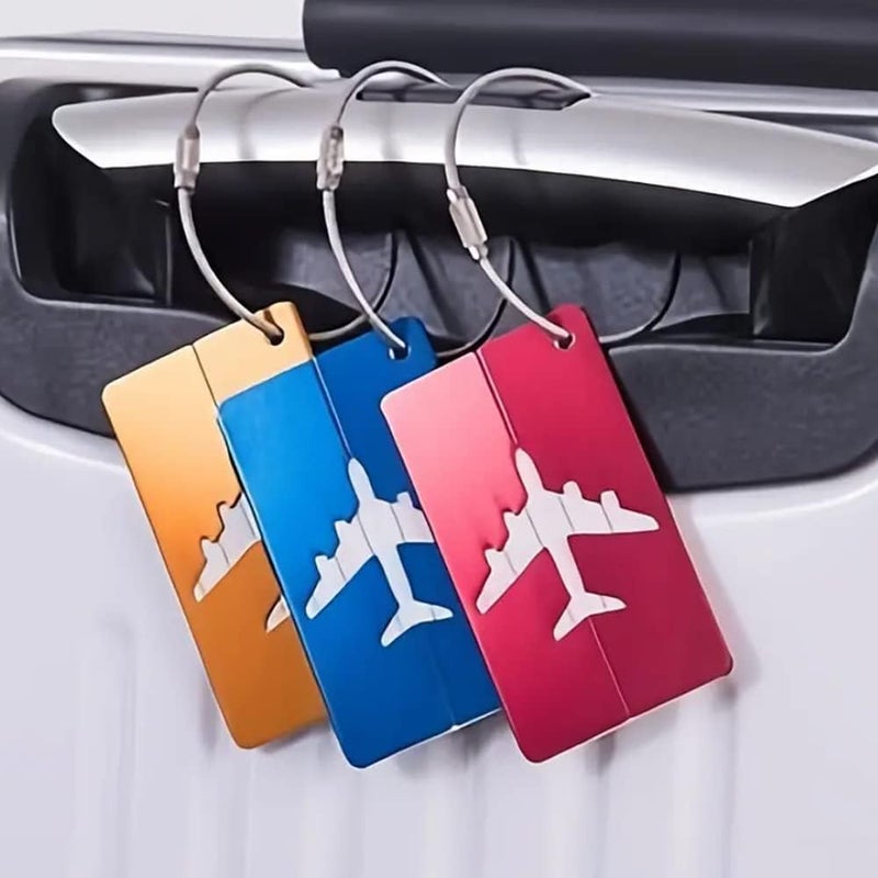 LUPINEZ 6 Pcs Luggage Tags, Aluminium Alloy Suitcase Tags, Luggage Labels for Suitcases with Steel Loop, 6 Pack Travel Tags for Baggage Identity ID Labels, Name Tags for Luggage, Pack of 6 (Blue) - Image 4