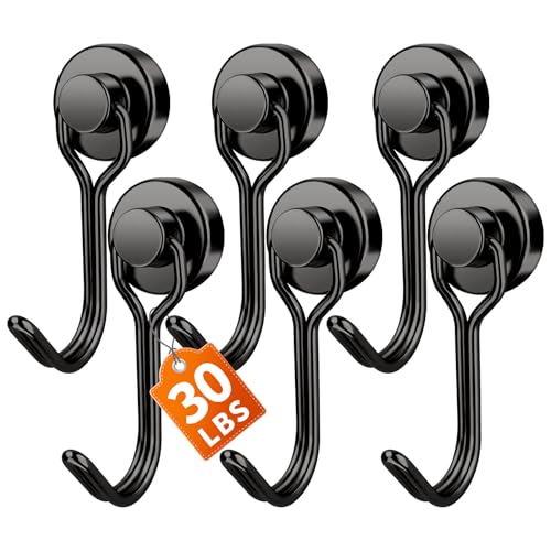 FINDMAG Magnetic Hooks 30lbs Magnet Hook 2026 Cruise Ship Essentials Strong Refrigerator Hook for Hanging Heavy Duty Magnetic Hooks for Cruise Cabins Locker Kitchen Classroom Grill 6 Pack Black - Image 1