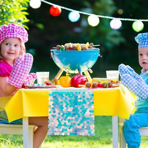 OQSC Mermaid Party Table Runners 1 Piece 12 x 84 Inches Mermaid Tail Colorful Sequin Table Runner Mermaid Ocean Theme Series Party Decoration Glitter Table Runners - Image 5