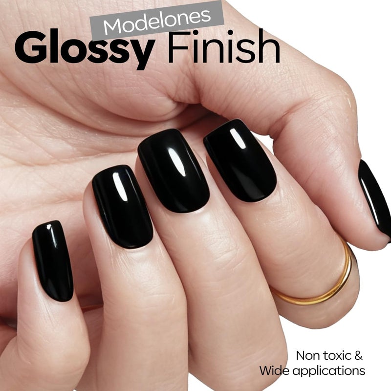 modelones Gel Nail Polish Black Gel Polish Black Nail Polish Soak Off No Peel Thickening Nail Art Manicure for Girl 15 ML - Image 3