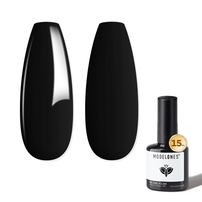 modelones Gel Nail Polish Black Gel Polish Black Nail Polish Soak Off No Peel Thickening Nail Art Manicure for Girl 15 ML - Image 1