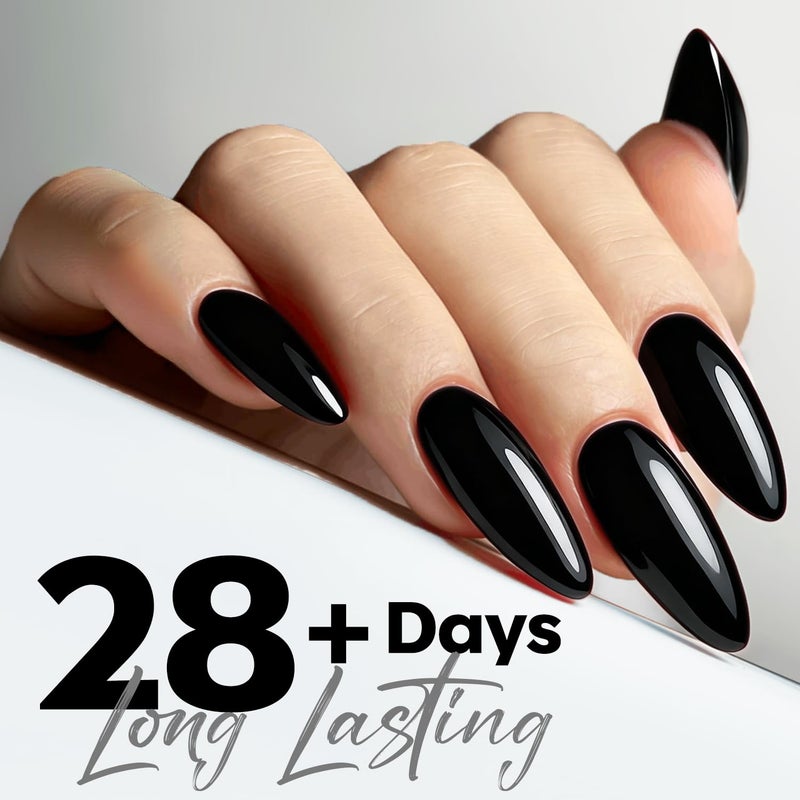 modelones Gel Nail Polish Black Gel Polish Black Nail Polish Soak Off No Peel Thickening Nail Art Manicure for Girl 15 ML - Image 2
