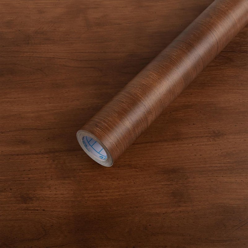 Abyssaly Wood Contact Paper, Red/Brown Peel and Stick Wallpaper for Cabinets, Faux Wood Grain Vinyl Wrap Self Adhesive Waterproof Wall Paper for Countertops Drawer Shelf Liner Furniture 11.8" X 78.7" - Image 1