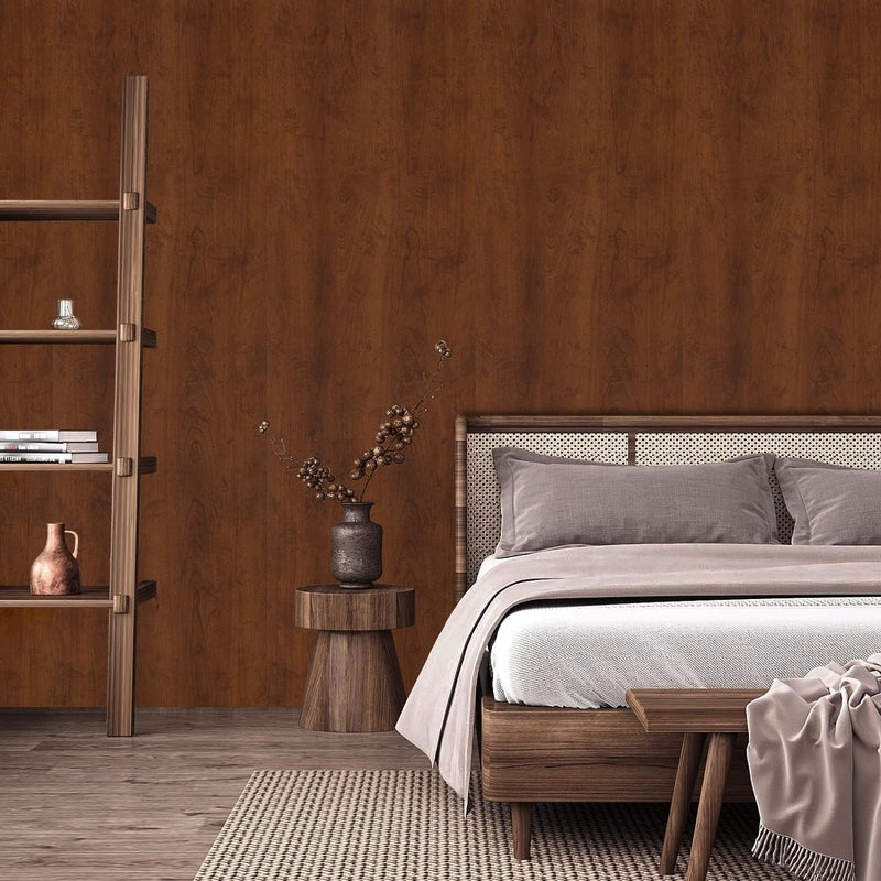 Abyssaly Wood Contact Paper, Red/Brown Peel and Stick Wallpaper for Cabinets, Faux Wood Grain Vinyl Wrap Self Adhesive Waterproof Wall Paper for Countertops Drawer Shelf Liner Furniture 11.8" X 78.7" - Image 5