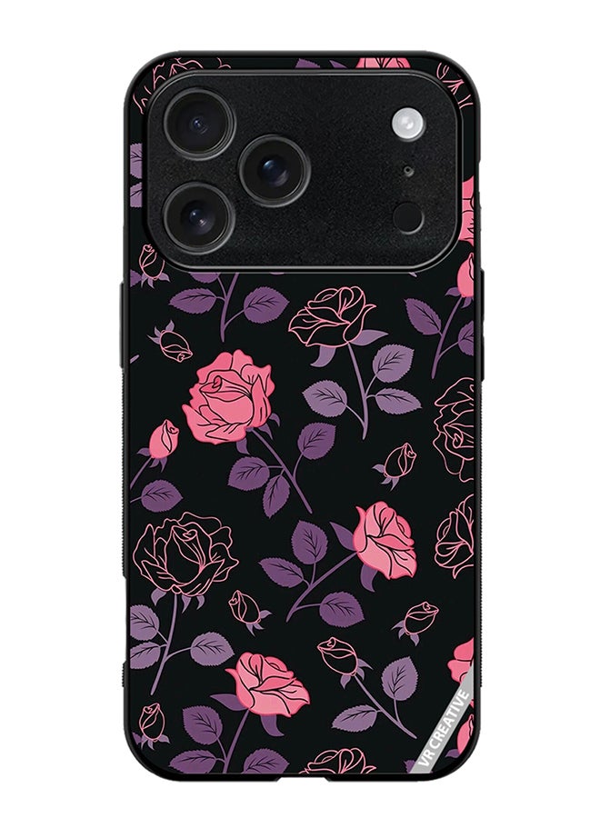 VR CREATIVE Protective Case Cover For Apple iPhone 17 Pro Max Pink And Purple Flowers Design Multicolour