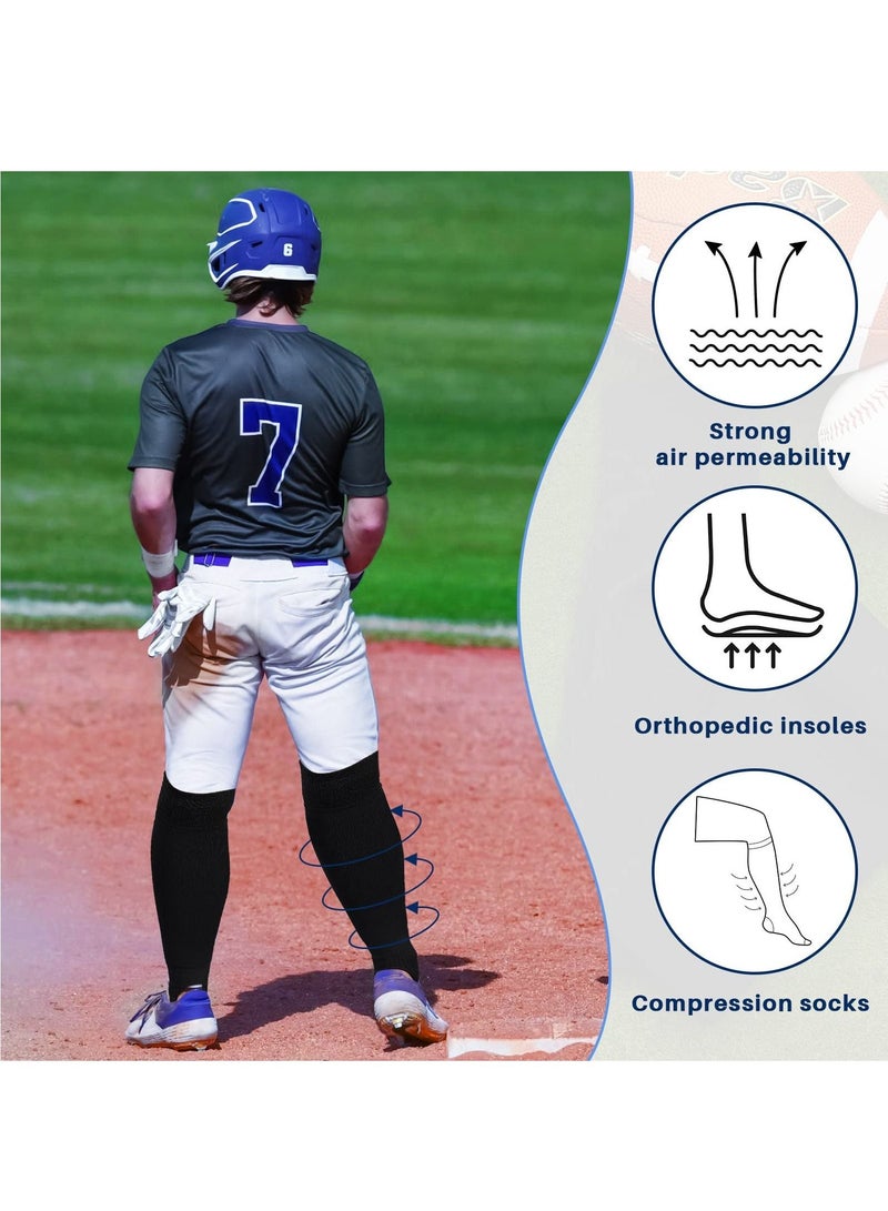 SYOSI 2 Pair Stirrup Socks, Baseball Softball Stirrup Socks, Soccer Socks Baseball Socks Over The Calf For Men Women (2 Colors)  - Image 2