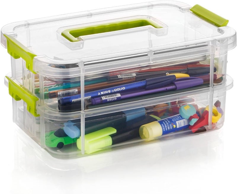 OLMARTT KITCHENWARE 2 Layer Plastic Storage Containers,Multipurpose Clear Stack & Carry Box,Portable Craft Organizers, and Storage Bin for Organizing Arts & Crafts, Sewing, Stationery Box,(Multicolor) - Image 4