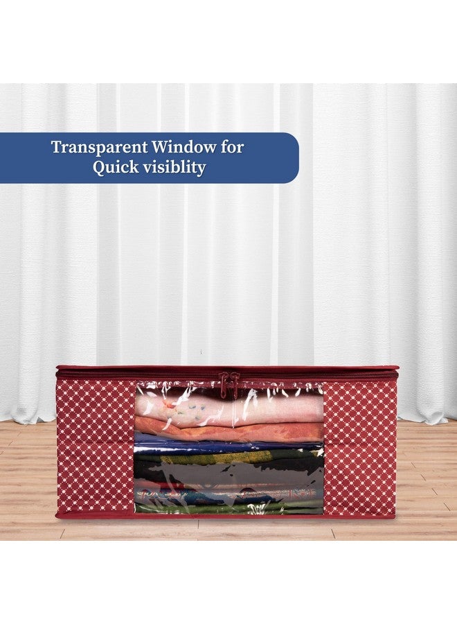 HomeStrap حقيبة تغليف ساري كبيرة من القطن مع نافذة شفافة - مارون - عبوة من 2 - Image 3