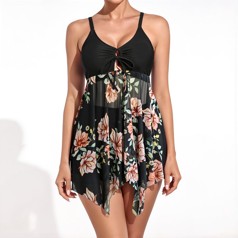 Upgraded Women Tankini Swimsuits No Tight Binding Quick Dry 3XL Floral Bathing Suit - Image 2