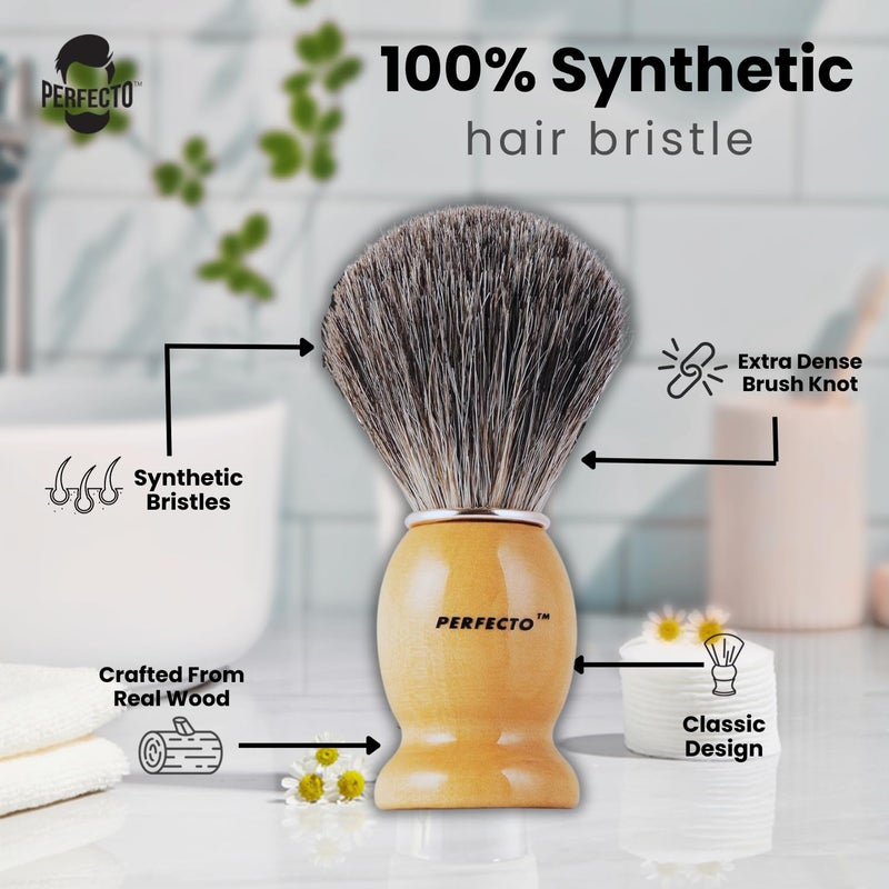 Perfecto Synthetic Bristles Shaving Brush For Men, Engineered for The Best Shave of Your Life. Shaving Brush - Shave Brush for Wet Shave for Safety Razor, Double Edge Razor, Straight Razor, Shaving Razor - Image 5