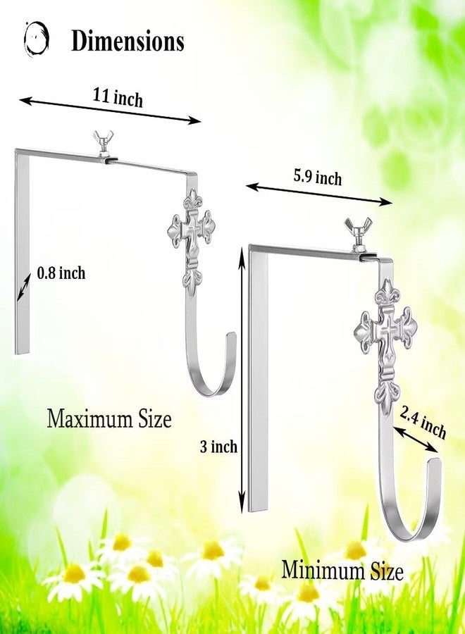 Retrome 2 Pack Christmas Headstone Wreath Hanger - Adjustable 6-11 Inch - Metal Gravestone Flowers Holder - Cemetery Tombstone Wreath Hook for Christmas Grave Memorial Day - Image 2