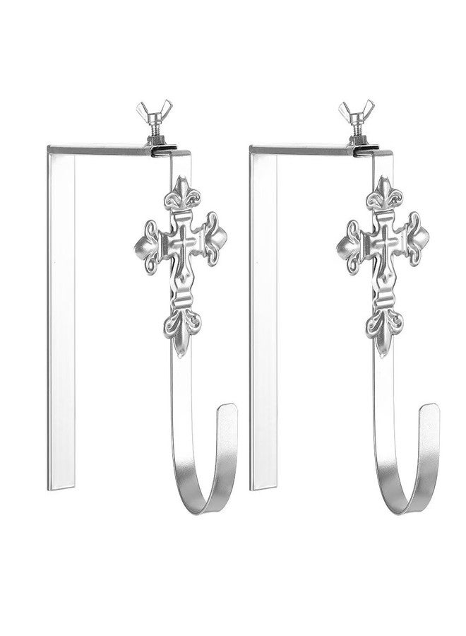 Retrome 2 Pack Christmas Headstone Wreath Hanger - Adjustable 6-11 Inch - Metal Gravestone Flowers Holder - Cemetery Tombstone Wreath Hook for Christmas Grave Memorial Day - Image 1