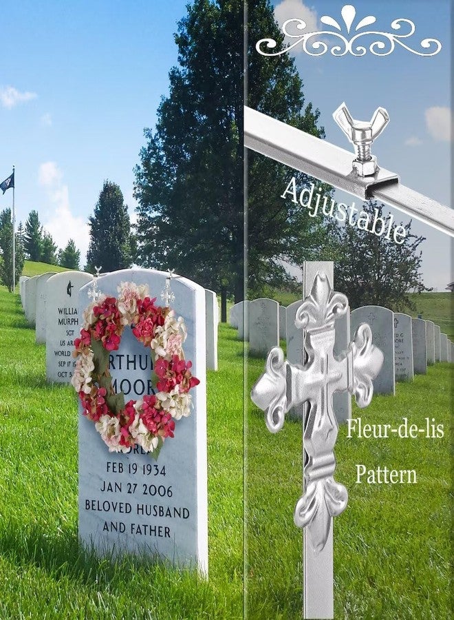 Retrome 2 Pack Christmas Headstone Wreath Hanger - Adjustable 6-11 Inch - Metal Gravestone Flowers Holder - Cemetery Tombstone Wreath Hook for Christmas Grave Memorial Day - Image 3