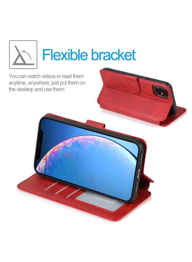 زبون جراب لهاتف iPhone 12 / 12 Pro مصنوع من جلد العجل مع مشبك مغناطيسي وغطاء جلدي أفقي قابل للطي مع حامل وفتحات للبطاقات ومحفظة وإطار للصور - Image 5