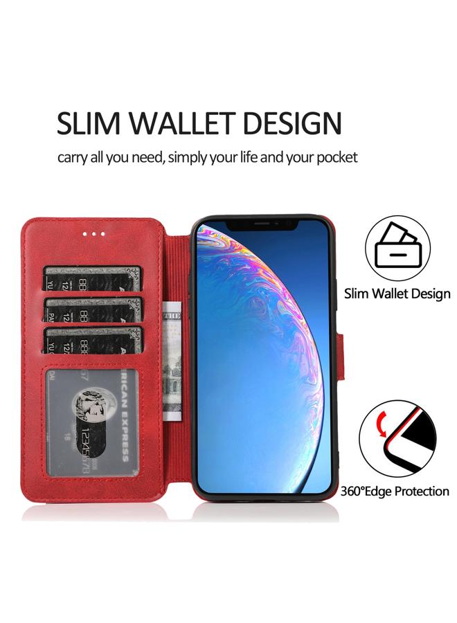 زبون جراب لهاتف iPhone 12 / 12 Pro مصنوع من جلد العجل مع مشبك مغناطيسي وغطاء جلدي أفقي قابل للطي مع حامل وفتحات للبطاقات ومحفظة وإطار للصور - Image 4