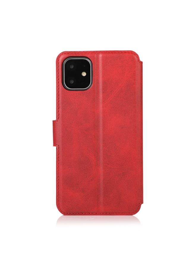 زبون جراب لهاتف iPhone 12 / 12 Pro مصنوع من جلد العجل مع مشبك مغناطيسي وغطاء جلدي أفقي قابل للطي مع حامل وفتحات للبطاقات ومحفظة وإطار للصور - Image 3