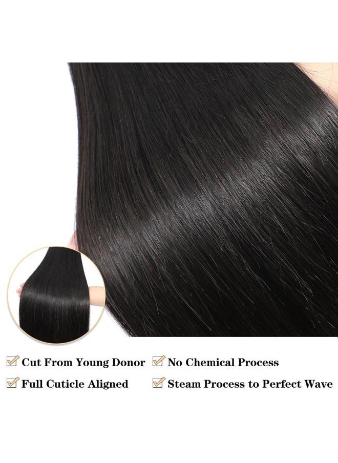 ROYAL IMPRESSION 12A Straight Bundles Human Hair 16" 18" 20" 300g 100% Unprocessed Brazilian Virgin Hair Straight Human Hair Weave Bundles Human Hair 3 Bundles Natural Color  - Image 3