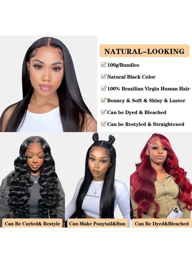ROYAL IMPRESSION 12A Straight Bundles Human Hair 16" 18" 20" 300g 100% Unprocessed Brazilian Virgin Hair Straight Human Hair Weave Bundles Human Hair 3 Bundles Natural Color  - Image 4