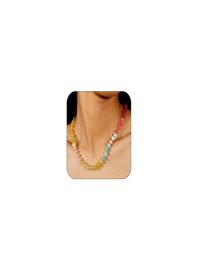 Badu Gemstone Beaded Necklace for Women Colorful Natural Stone Beach Rainbow Necklace Jewelry Gift - Image 1
