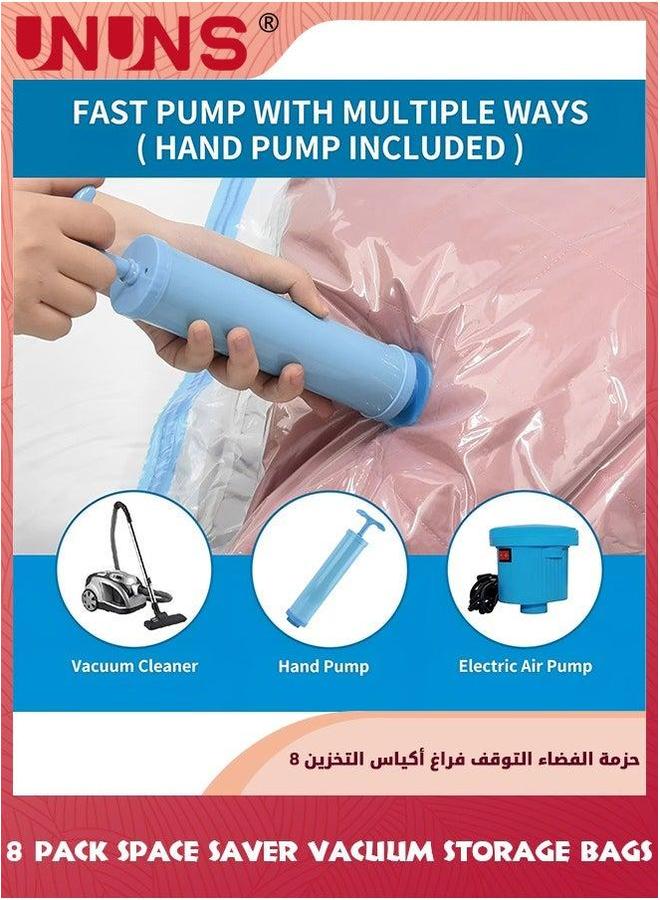 UNUNS Vacuum Storage Bags 8 Jumbo Pack,4 Different Sizes Seal Bag With Free Hand Pump,Large Space Saver Compression Bag,Vacuum For Clothes Comforters Blanket Pillows Bedding - Image 3