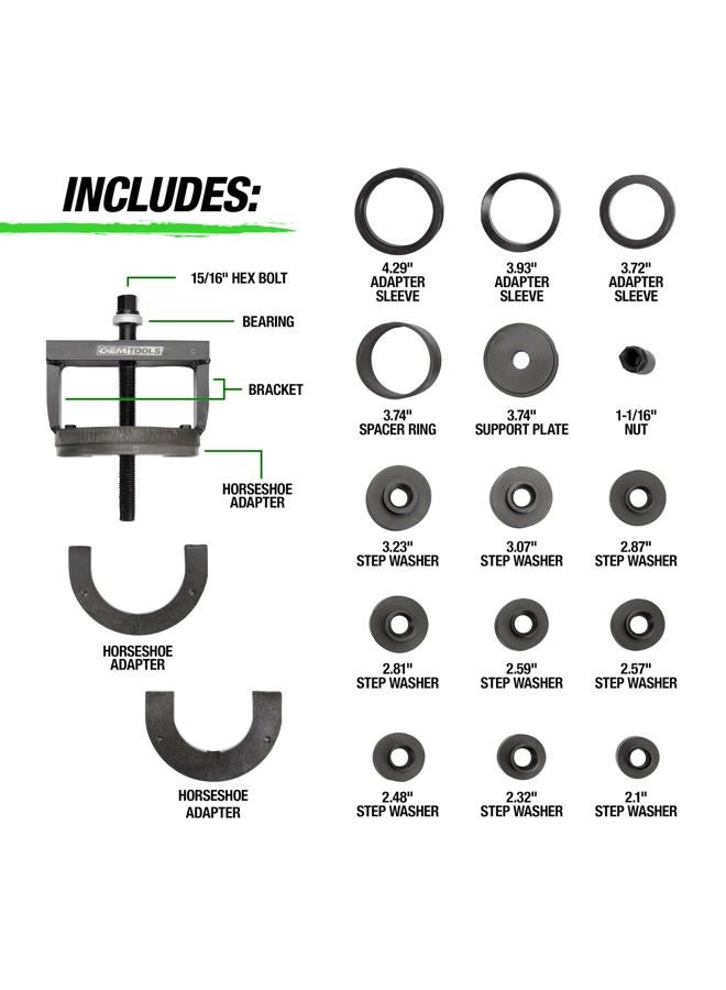OEMTOOLS OEM TOOLS 27213 Master Wheel Hub & Bearing Remover & Installer Kit, Back & Front Wheel Bearing Puller Kit, Back & Front Wheel Hub Puller, Easy to Use - Image 2