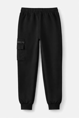 Alan Jones Clothing Boys Joggers Trackpant | Premium French Terry Cotton Blend | Patch Pocket Detail | Casual, Playwear & Loungewear (Black_9-10 Years) - Image 2