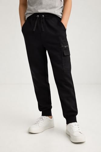 Alan Jones Clothing Boys Joggers Trackpant | Premium French Terry Cotton Blend | Patch Pocket Detail | Casual, Playwear & Loungewear (Black_9-10 Years) - Image 5