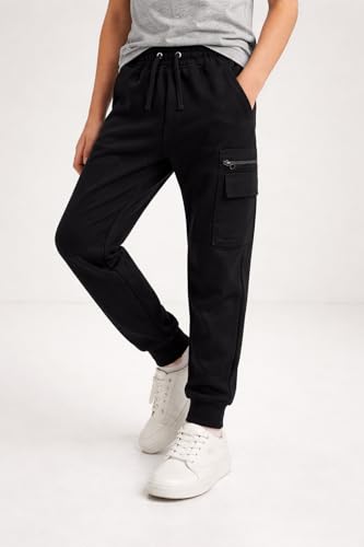Alan Jones Clothing Boys Joggers Trackpant | Premium French Terry Cotton Blend | Patch Pocket Detail | Casual, Playwear & Loungewear (Black_9-10 Years) - Image 3