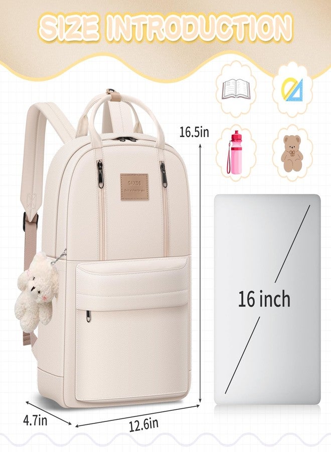 GAXOS Cute Backpack for School Aesthetic Backpack Purse for Women Girls White Book Bag Korea Style Bookbag - Image 2