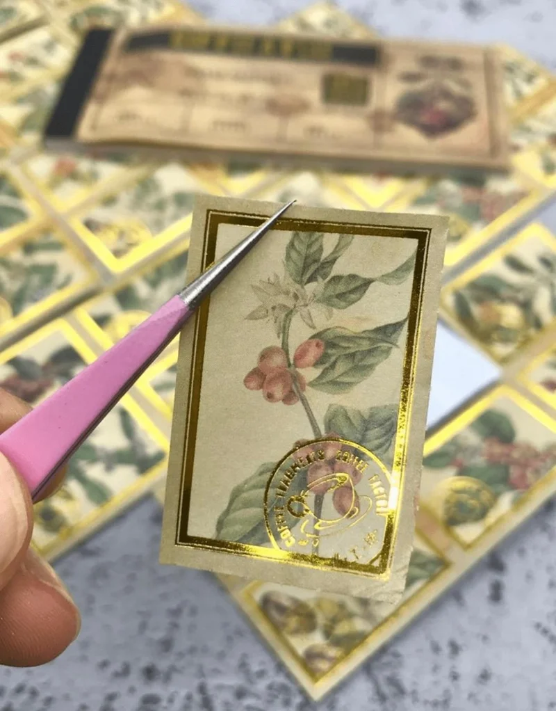 كاغيت جيمي دوكان Paper Ship Shop Gold Gilt Coffee Flower and Beans Notebook Sticker Decal Bullet Journal Scrapbook
