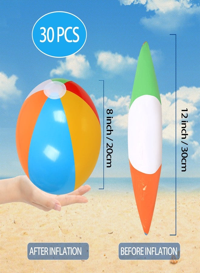LYDTICK 30 Pack Beach Balls Bulk, 12" Inflatable Pool Toys Beach Toys for Kids Beach Balls for Summer Water Games, Rainbow - Image 2