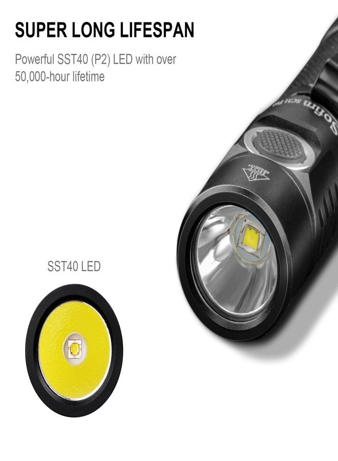 sofirn SC31 Pro Rechargeable EDC Flashlight, Super Bright 2000 Lumens Pocket Flashlight with SST40 6500K LED, Andruril 2 UI, Water Resistant LED Light with Diffuser Magnetic Tail Cap, for Camping - Image 3
