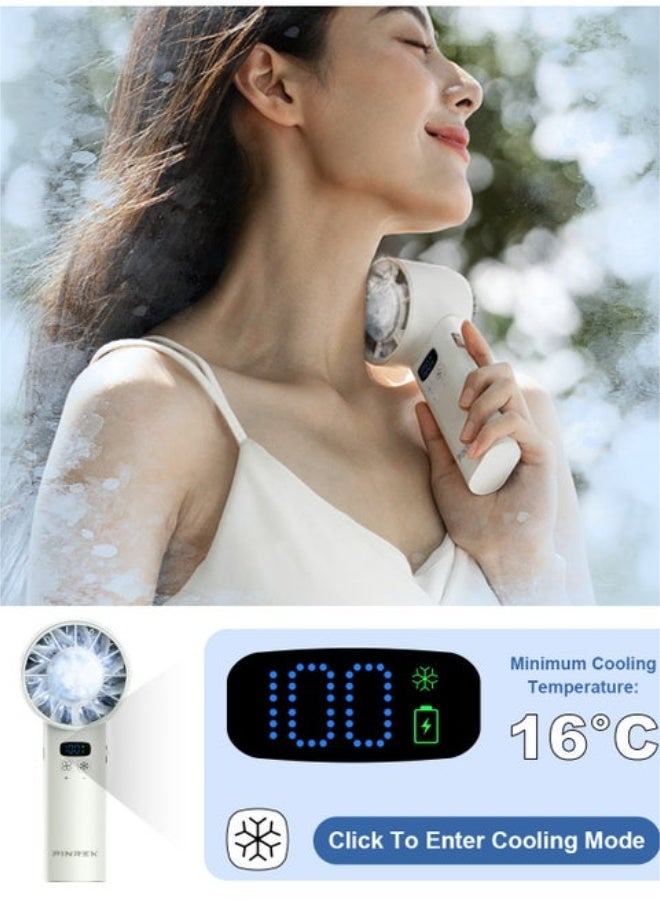 PINREK Mini Fan, Portable Handheld Fan | High-Speed Turbofan Brushless motor and TEC Semiconductor cooling 5200 mAh USB Rechargeable Fan | Battery Table Fan with Digital Display | Support 100-Speeds Infinitely Adjustable making cold for Home , Travel, Commute, Office（New Version ） - Image 2