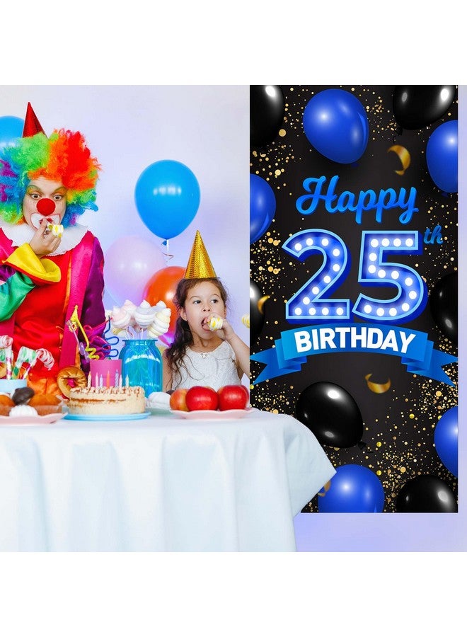 COOSOAR لافتة خلفية زرقاء وسوداء لعيد الميلاد الخامس والعشرين سعيد، تهانينا لـ 25 عامًا، زينة بالونات كونفيتي لموضوع احتفالات عيد ميلاد النساء في سن 25، زينة حفلات عيد الميلاد، مستلزمات هدايا، خلفية، تفضيلات لامعة - Image 4