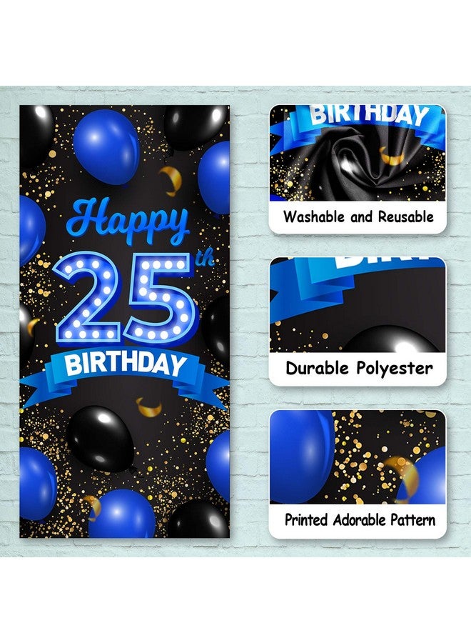 COOSOAR لافتة خلفية زرقاء وسوداء لعيد الميلاد الخامس والعشرين سعيد، تهانينا لـ 25 عامًا، زينة بالونات كونفيتي لموضوع احتفالات عيد ميلاد النساء في سن 25، زينة حفلات عيد الميلاد، مستلزمات هدايا، خلفية، تفضيلات لامعة - Image 3