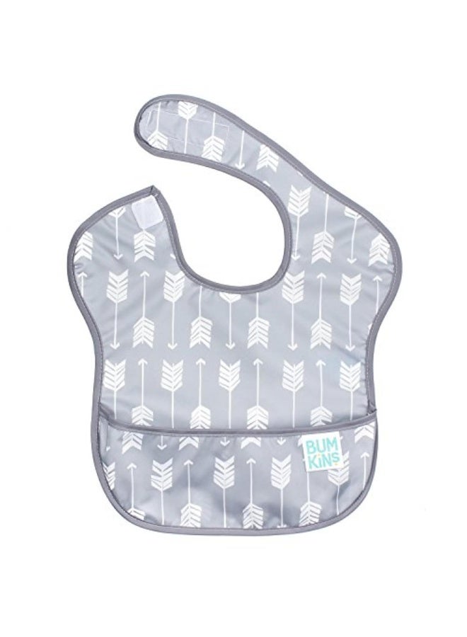 Bumkins Bibs for Girl or Boy, SuperBib Baby and Toddler for 6-24 Mos, Essential Must Have for Eating, Feeding, Baby Led Weaning Supplies, Mess Saving Catch Food, Waterproof Soft Fabric, Gray Arrows - Image 1